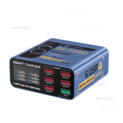 CARGADOR INTELIGENTE CON 6 ENTRADAS DE CARGA USB (AZUL SS-304Q)