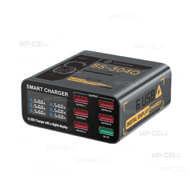 CARGADOR INTELIGENTE CON 6 ENTRADAS DE CARGA USB (NEGRO SS-304Q)