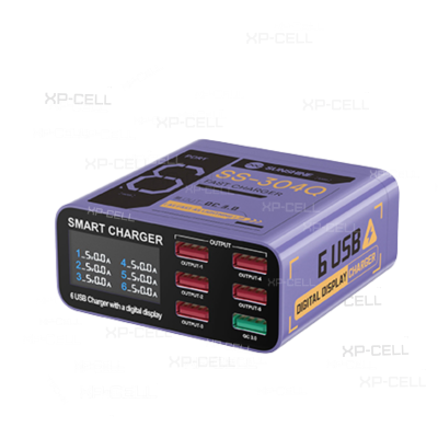 CARGADOR INTELIGENTE CON 6 ENTRADAS DE CARGA USB (MORADA SS-304Q)